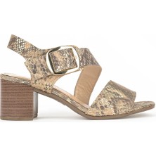 Ziya, Kadın Hakiki Deri Topuklu Sandalet 1611050Z8415 Altın