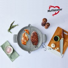 Karaca Mutfaksever 30 cm Granit Çift Taraflı Izgara Tava Sağlıklı ve Dayanıklı Malzeme ile