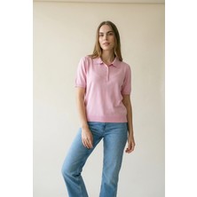 Shophia Polo Yaka Kısa Kollu Kadın Triko Tişört