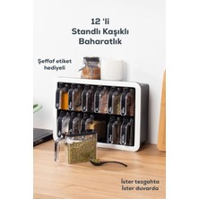 Citim Kendinden Yapışkanlı 12LI Baharatlık Takımı - Siyah-Beyaz Plastik Malzeme ile 3,6 lt Hacim