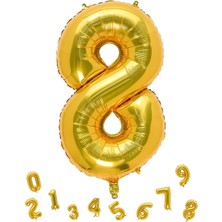 Parti Adresi Rakam Folyo Balon 8 Altın Renk 100 Cm - 40"