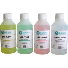 Gündüz Kimya Ph Metre Kalibrasyon Sıvıları Seti (Ph 4 + Ph 7 + Ph 10 + Koruma Sıvısı) 250 ml Set