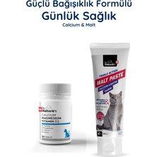 Kediler Için Tüy Yumağı Önleyici ve Sindirim Destekleyici Kedi Malt Macunu – 100G Calcium 30 Tablet Destek Paketi