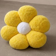 Ju Yaratıcı Tasarım Soft Pelüş Papatya Dekoratif Yastık  Bahar Şıklığında Kırlent ve Minder Beyaz 45X45  Çapında