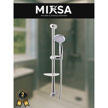 Mixsa Krom Sürgülü Duş Seti – 5 Fonksiyonlu, Geniş Başlıklı, Ayarlanabilir Duş Sistemi Duş Başlığı