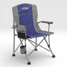 Katlanabilir Kamp Sandalyesi - Argeus Rustic - Mavi/gri - 140KG Taşıma Kapasitesi
