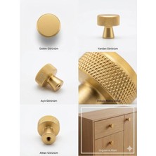 Viva Altın Modern Düğme Kulp -  Dokulu Metal Aksesuar (Vidalı Paket)