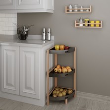 Bienwood BIE-7208 Ahşap 3 Raflı Plastik Köşe Rafı Çok Amaçlı ve Kullanışlı Tasarım