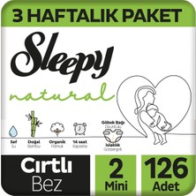 Sleepy Natural 3 Haftalık Paket 2 Numara Mini Bantlı Bebek Bezi 126 Adet 3 - 6 kg İçin