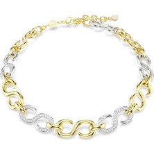 Swarovski Dextera Kolye, Yuvarlak Kesim, Zincir, Beyaz, Karışık Metal Yüzey