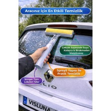 Visluna Spreyli Oto Yıkama ve Kurulama Fırçası Çok Amaçlı Su Hazneli Çekçekli Pratik El Mopu