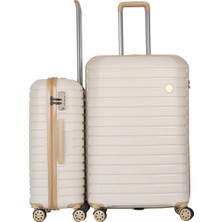 Ground Vanille Gar 2'li Valiz Seti Büyük-Orta - Kemik Bronz - 10663