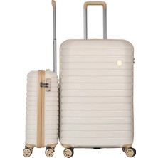 Ground Vanille Gar 2'li Valiz Seti Büyük-Kabin - Kemik Bronz - 10663