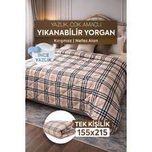 DuruClass Home Tek Kişilik Yazlık Desenli Yorgan 155X215 Premium Polycotton Nefes Alan Doku I 200GSM Terletmez