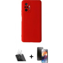 İlk El Grup Ieg™ Redmi Note 10 Pro Kılıf Ahenk Serisi - Siyah 3D Antistatik Mat Seramik Nano Ekran Koruyucu + Şeffaf Kamera Lens Koruma Cam