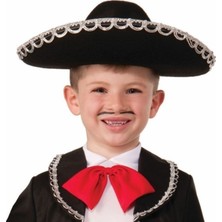 Gümüş Renk Şeritli Mariachi Latin Şapkası - Çocuk Boy