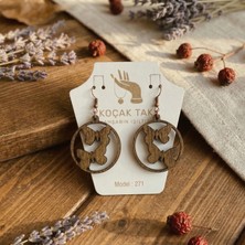 Koçak Takı Ahşap Küpe Modern Özgün Minimalist Takı Model No 271