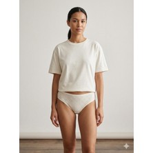 Biricik İç Giyim Pamuklu Kendinden Desenli Ekru Slip Külot 1 Adet