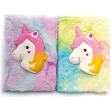 Kabartmalı Unicorn Tasarımlı Peluş Hatıra Defteri
