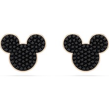5737560 Swarovski Mickey ve Minnie Figürlü Siyah, Gül Altın Kaplama Küpe