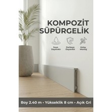 AGK Kompozit Süpürgelik 8 cm Açık Gri | Suya, Neme, Darbeye Dayanıklı PVC Süpürgelik 2,40 m ESP202