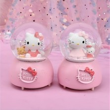 Hello Kitty Orta Boy Işıklı Müzikli Kar Küresi Tekil Ürün 12 cm Pembe Renkli Figür Model 4