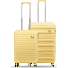 Ground Vanille 2'li Valiz Seti Orta-Kabin - Sarı - 10663