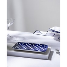 Madame Coco Reve Bleu Raye Dikdörtgen Tabak - 22 cm - Mavi/beyaz