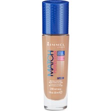 Rimmel London Match Perfection Fondöten 200 Soft Beige SPF20 Aydınlatıcı ve Pürüzsüz Bitiriş