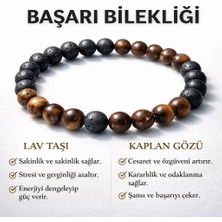 Efulim Doğaltaş Başarı Bilekliği, Lav Taşı & Kaplangözü Kombin Bileklik, El Yapımı Unisex Doğal Taş Takı