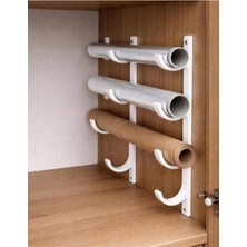 MisterionStudio Beyaz Folyo - Pişirme Kağıdı - Streç Film Tutucu Organizer(Çift Taraflı Bantla Gönderilir)