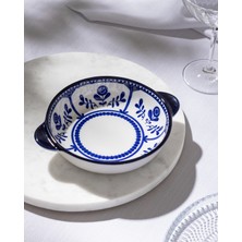 Madame Coco Yuvarlak Orva Manon Tabak 19 cm Mavi/Beyaz Modern Desenli New Bone