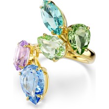 Swarovski Gema Motif Yüzük, Karışık Kesimler, Çok Renkli, Altın Rengi Kaplama