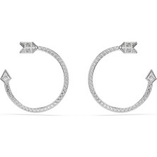Swarovski Idyllia Halka Küpeler, Karışık Kesimler, Ok, Beyaz, Rodyum Kaplama