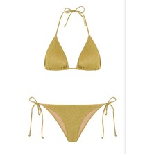 Aquella Lurex Simli Üçgen Bikini Takımı Gold 210-1244