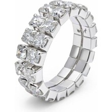 Kadın Gümüş Renkli Kristal Taşlı Ince Esnek Ayak Parmağı Yüzüğü-Tahriş Etmeyen Konforlu Plaj Takısı