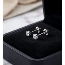 Silver Hunters Zirkon Taşlı 925 Ayar Gümüş Tek Taş Küpe