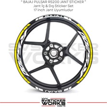 Sv Sticker Works Bajaj RS200 Jant Sticker Iç Yazı ve Dış Şerit 24'lü Set Sticker Etiket