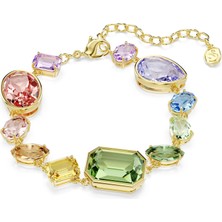 Swarovski Gema Bileklik, Karışık Kesimler, Çok Renkli, Altın Rengi Kaplama