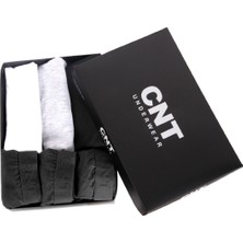 CNT Premium Kutulu Erkek 3'lü Atlet Boxer Takım Desenli Antrasit Renk L Beden