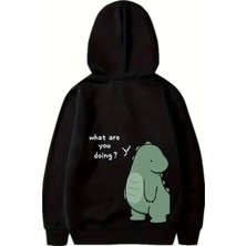 Stores36 Sevgililer Günü Özel Unisex Kapüşonlu Baskılı Oversize Sweatshirt - Siyah