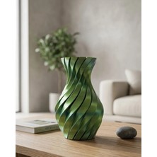 GIGA 3D Spiral Yeşil Vazo Modern Tasarım Dekoratif Ev Aksesuarı