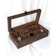 Shansora Design 10'lu Saat Kutusu, Nubuk Kumaş Kaplamalı, Özel Üretim, El Yapımı, Aksesuar Düzenleyici