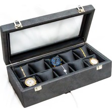 Shansora Design 10'lu Saat Kutusu, Suni Deri Kaplamalı, Özel Üretim, El Yapımı, Aksesuar Düzenleyici