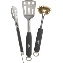 Napoleon Üçlü Set - Spatula, Maşa, Temizleme Fırçası Paslanmaz Çelik