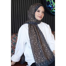 Afvente Geyik Desen Kahverengi Soft Pamuk Şal