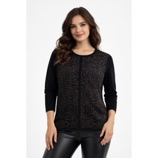 Gürkan Kadın Zebra Desen Triko Kazak BGL-ST05286