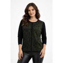 Gürkan Kadın Zebra Desen Triko Kazak BGL-ST05286