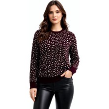 Gürkan Kadın Leopar Desen Triko Kazak BGL-ST05287