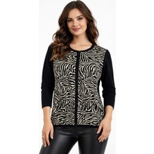 Gürkan Kadın Zebra Desen Triko Kazak BGL-ST05286